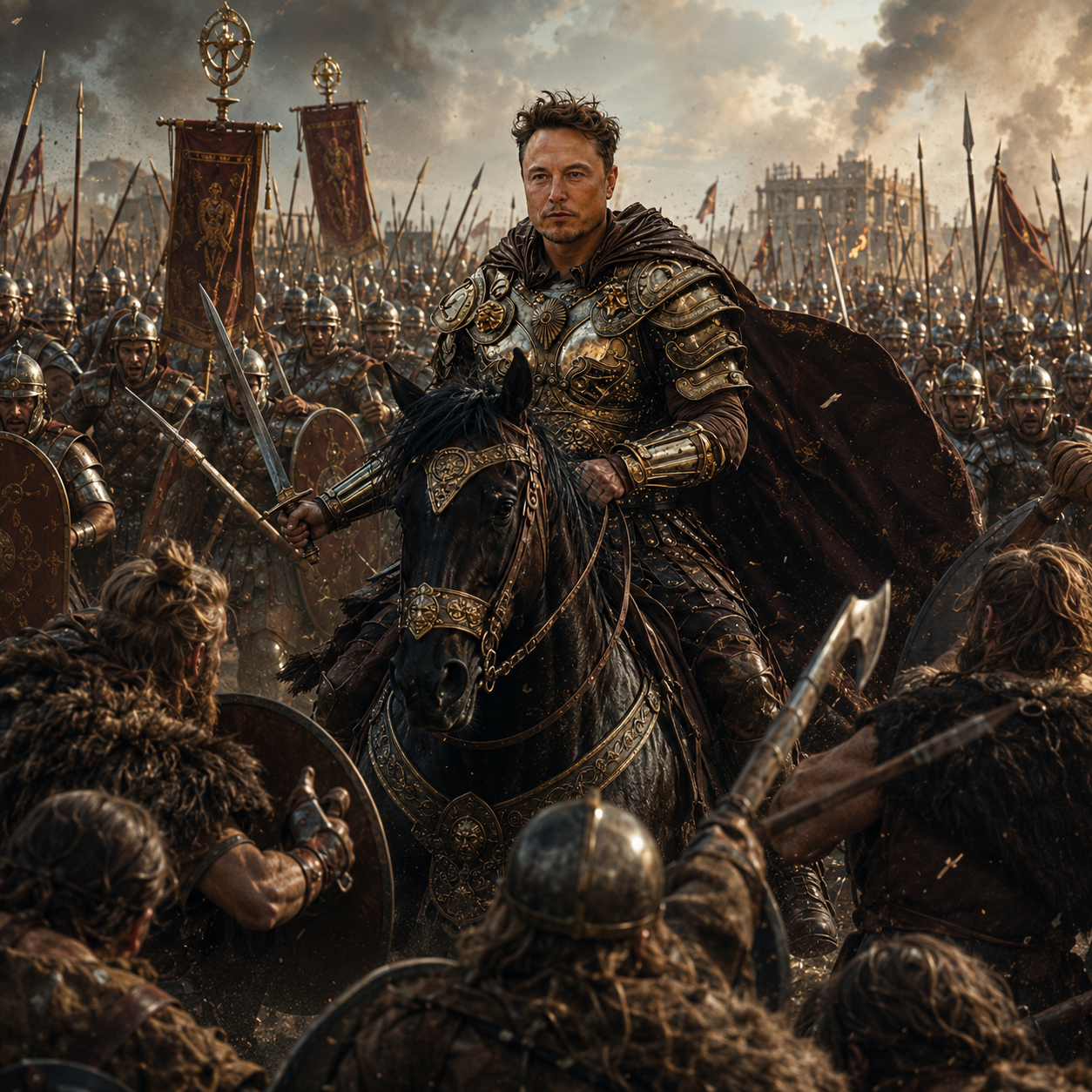 Emperor Kekius Maximus leading the legions into battle